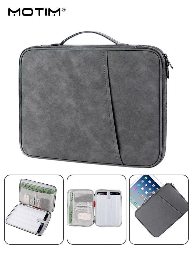 Motim 12.9 Inch Waterproof  Tablet Sleeve Bag, Leather Padded Laptop Briefcase, Handle Carrying Case, can be divided into partitions to store MacBook Air, iPad, mouse and data cables, etc. - Image 2